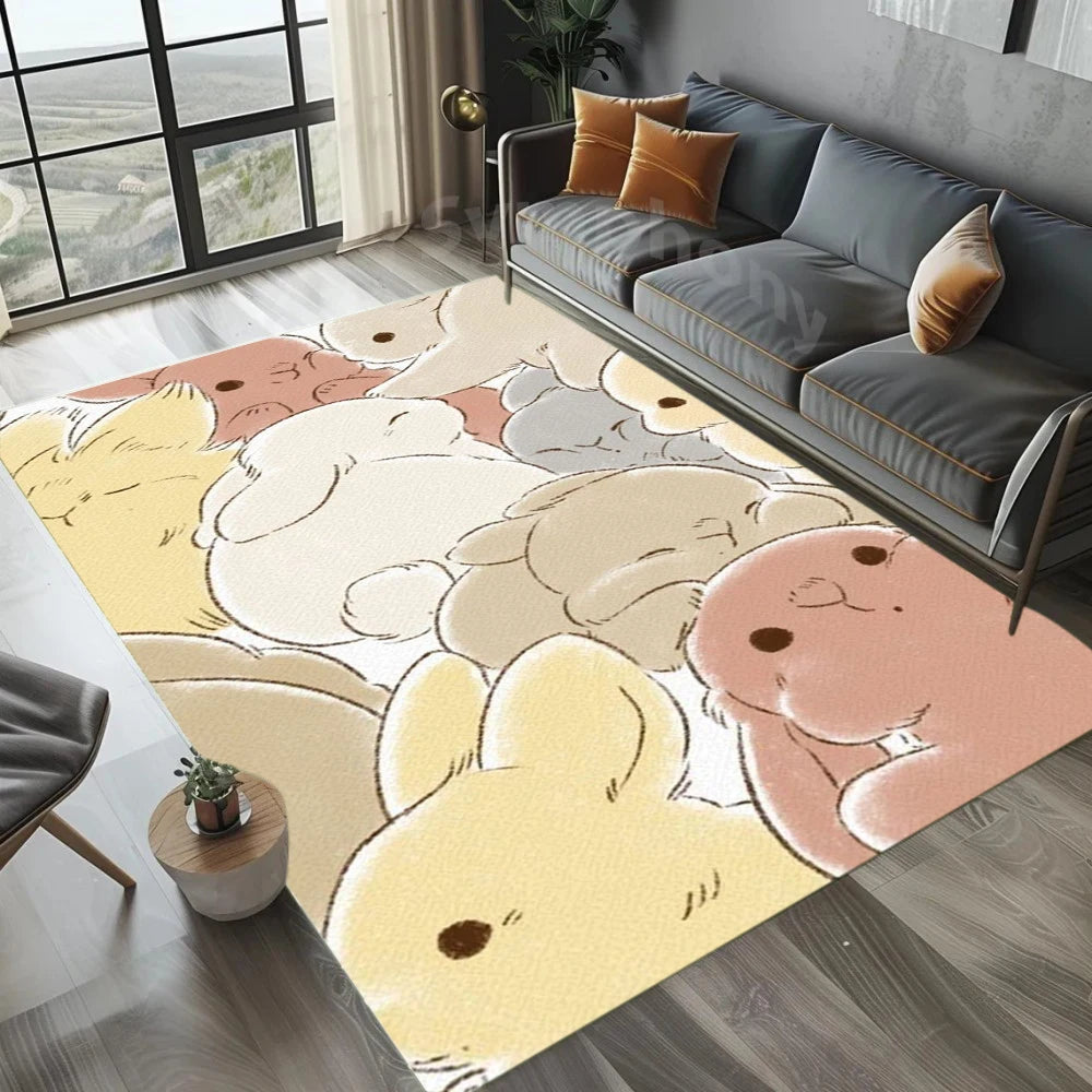 Briar Bunny Cartoon Area Rug for Bedroom & Living Room