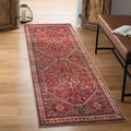 Mira Vintage Red Medallion Runner Rug — Washable Non-Slip Hallway Mat