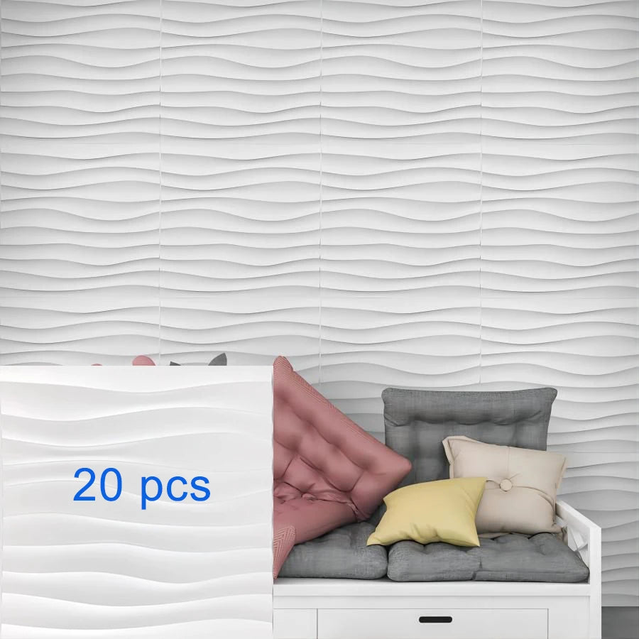 3D Textured PVC Wall Panels – 12 or 20 Square Tiles for Modern Accent Walls, Living Room & Bedroom