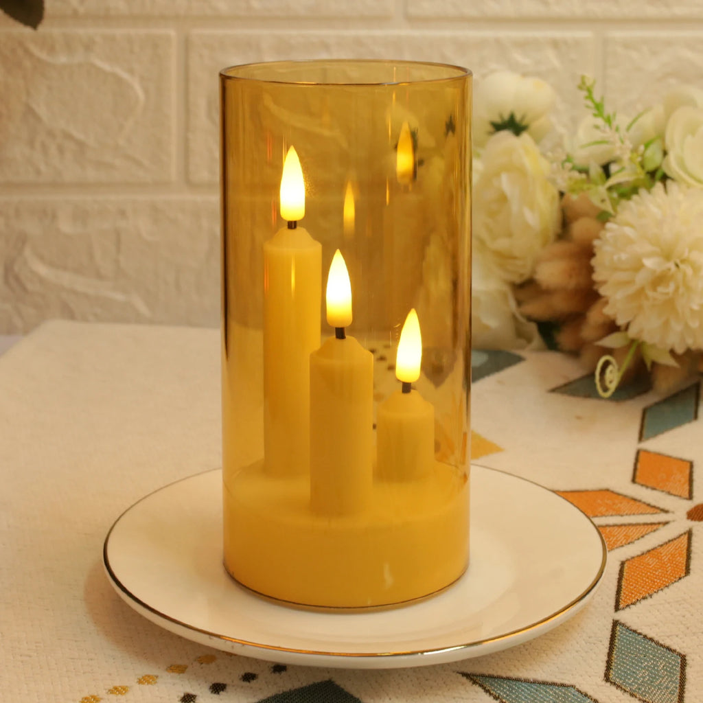 Cyra Cylinder Flameless LED Taper Candle Trio