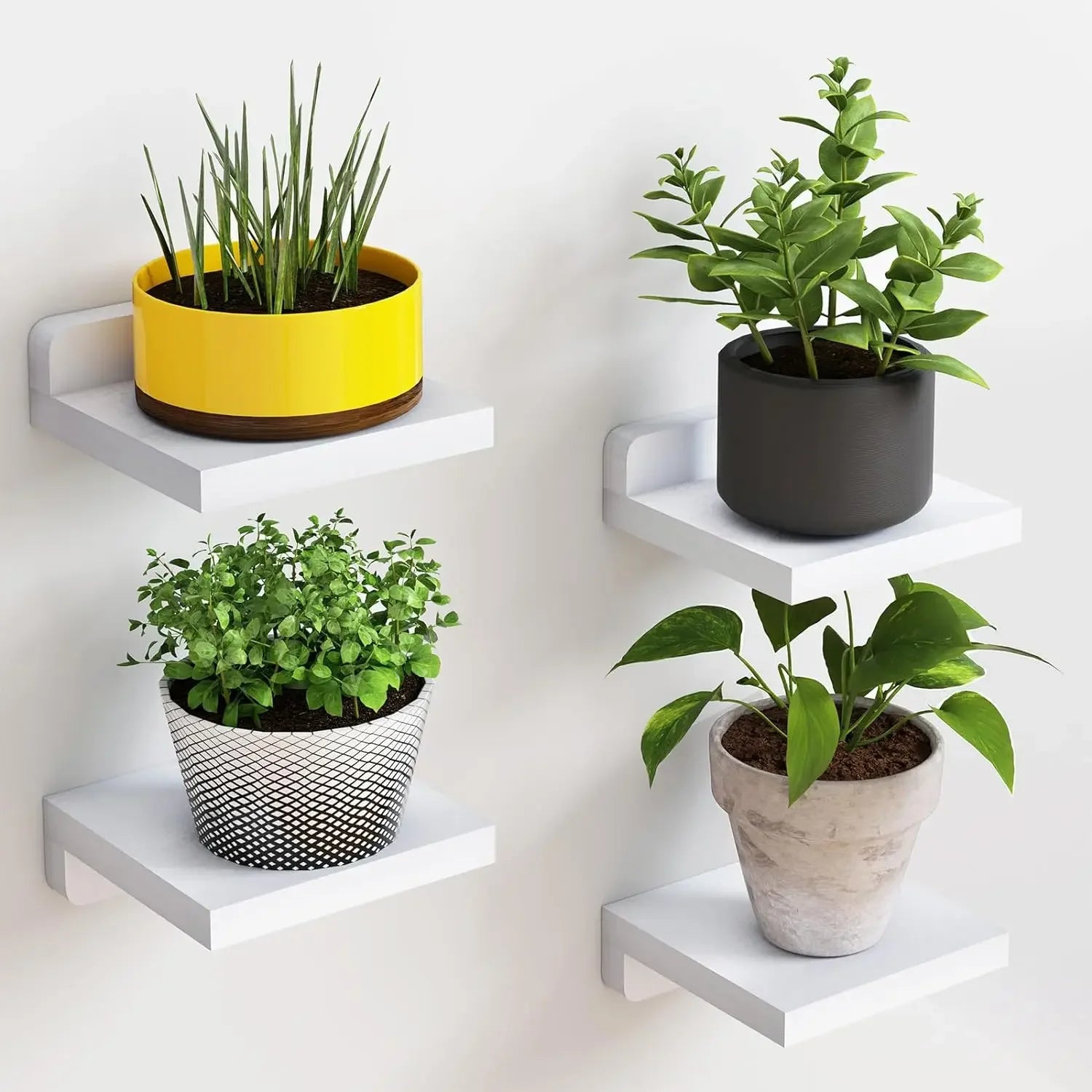 Set of 4 Mini Floating Wall Shelves – Small Display Ledges