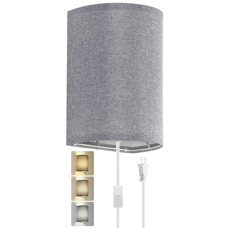 Arden Plug-In Wall Sconce Lamp with Linen Shade
