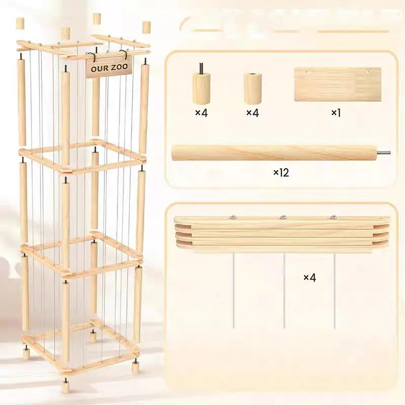 Natural Wood 'Zoo Cage' Stuffed Animal Organizer Shelf for Kids’ Bedrooms & Playrooms