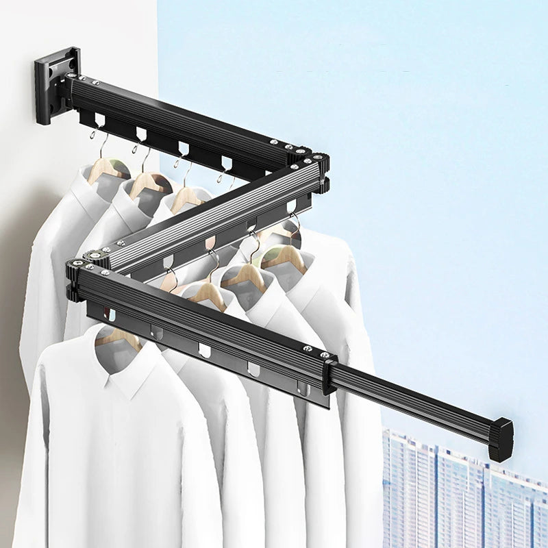 Wall-Mounted Folding Clothes Drying Rack, Aluminum Space Saver