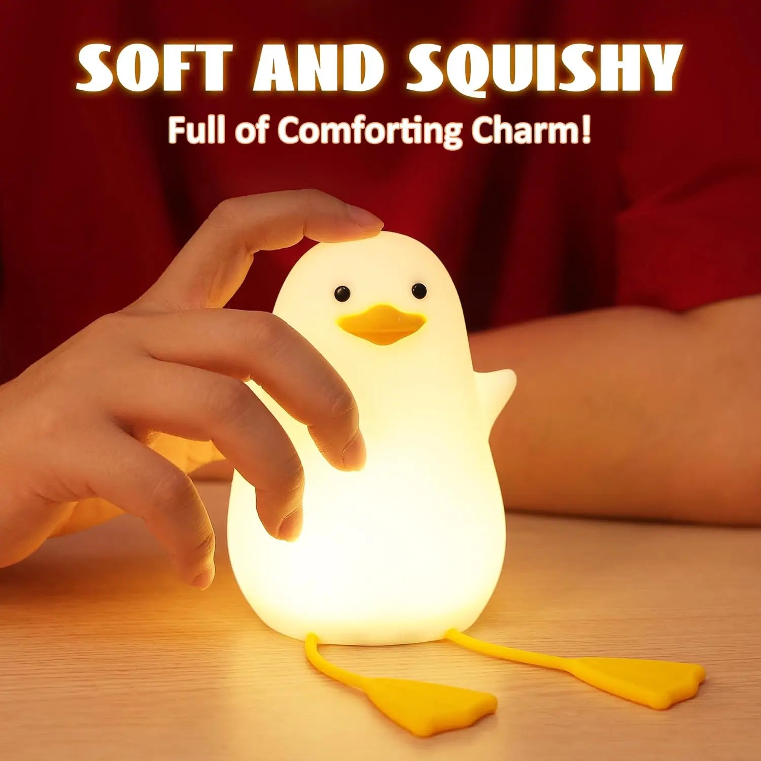 Doudou Duck Silicone Night Light – Touch Rechargeable Bedside Lamp