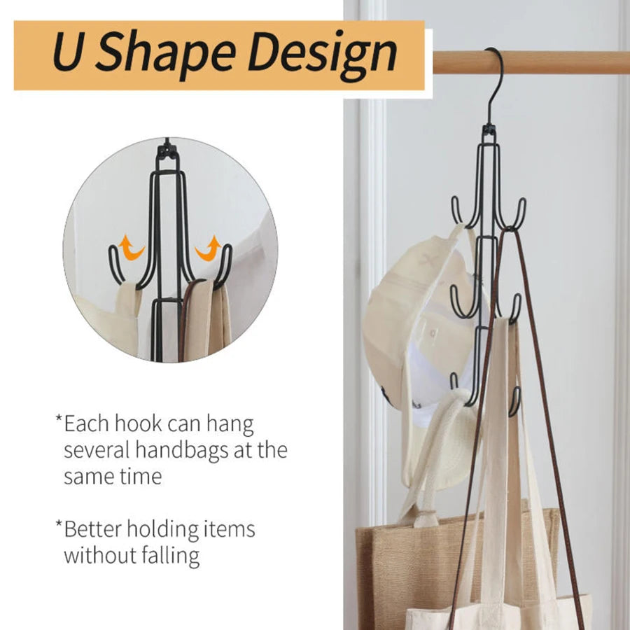 Multi-Hook Metal Closet Hanger for Purses, Belts & Accessories