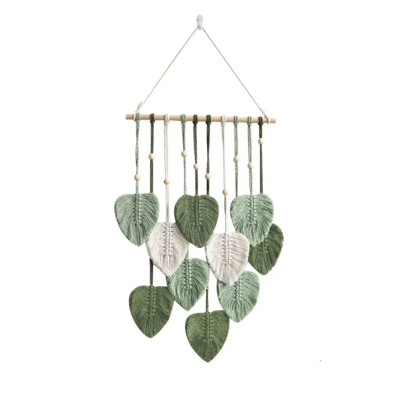 Willow Leaf Woven Tapestry Wall Hanging – Nature-Inspired Boho Decor for Living Room or Bedroom, 90x40cm, 3 Colors