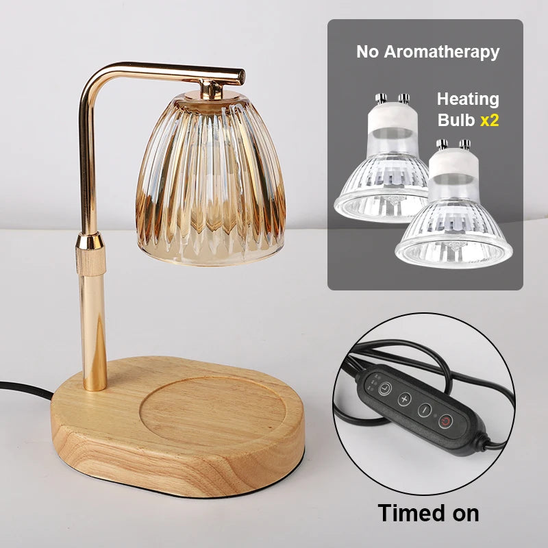 Amber Glass Candle Warmer Lamp with Timer for Bedroom or Living Room