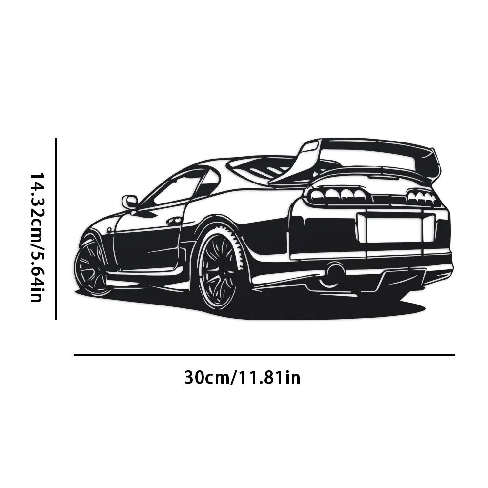 Haven Drift Car Silhouette Metal Wall Art for Living Room or Office, 12" Modern Black Cutout