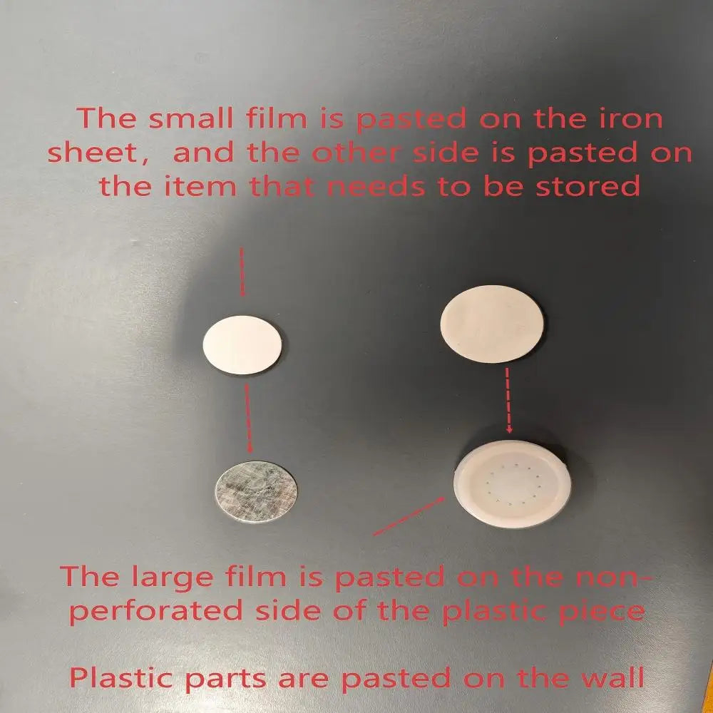 Breakdown of magnetic wall mount parts with installation guidance text