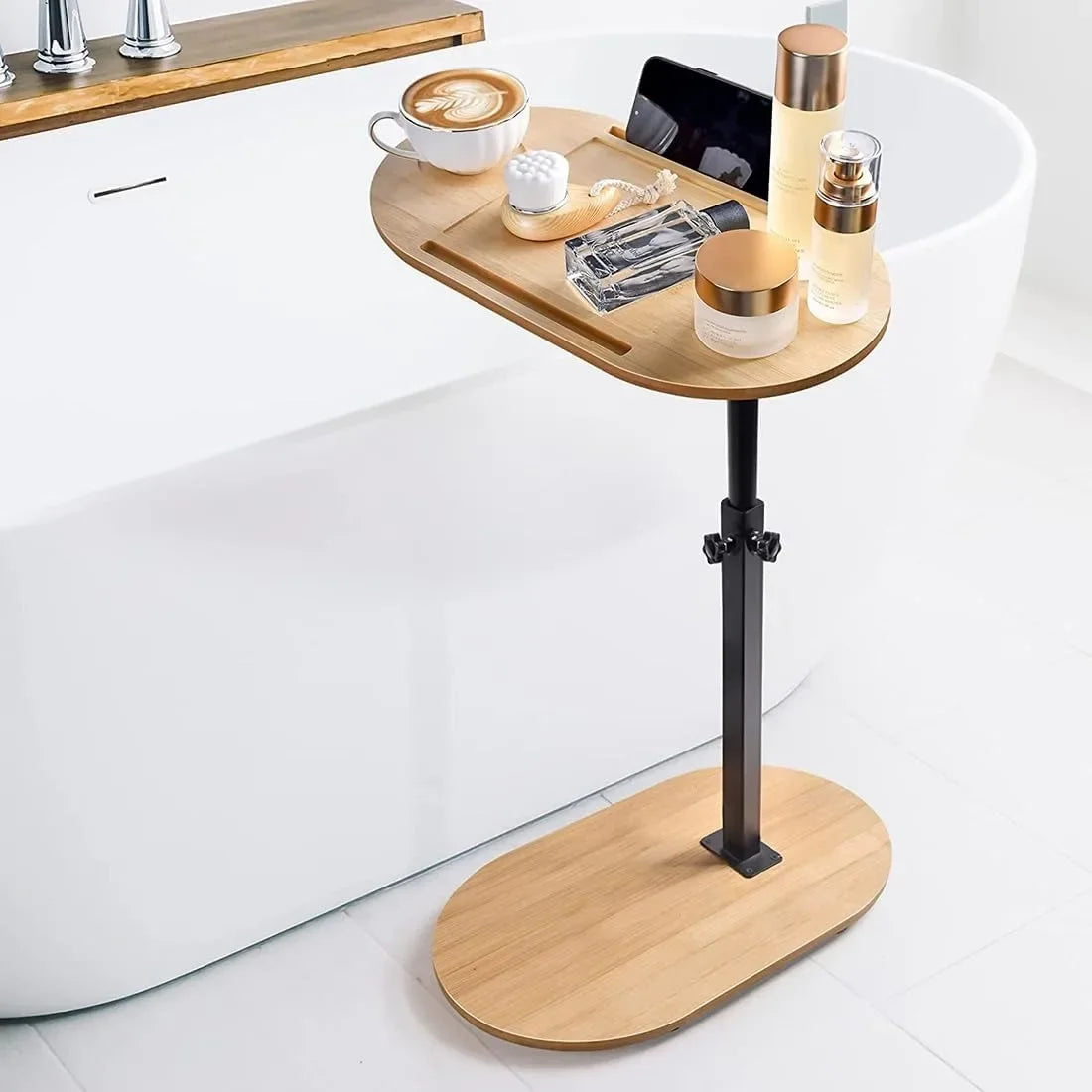 Freestanding Adjustable Bathtub Side Table Tray