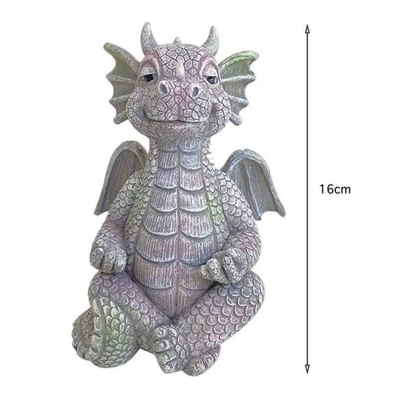 Resin Dragon Meditation Garden Statue with LED Light