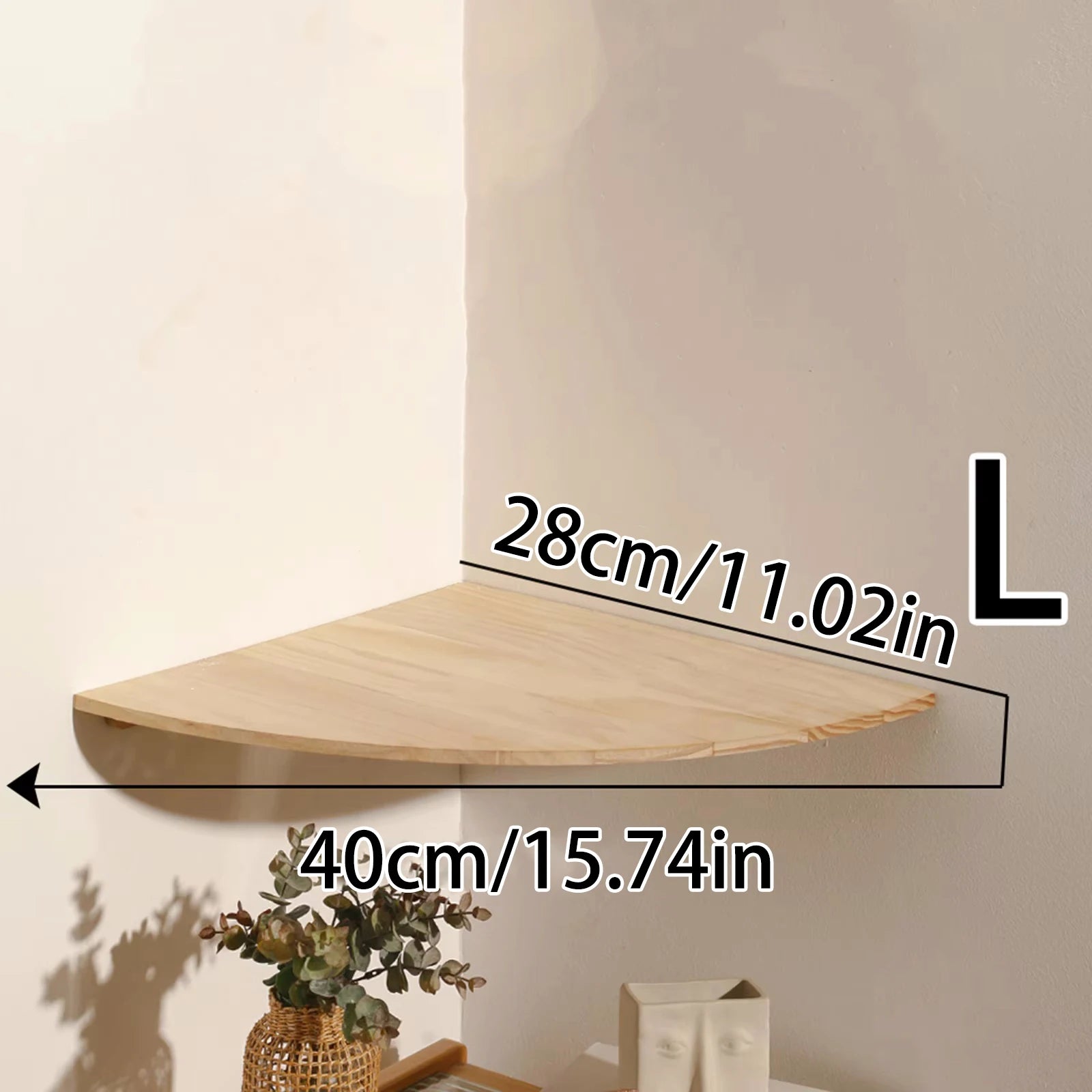 Scalloped Wooden Corner Wall Shelf for Living Room, Bedroom, or Kitchen