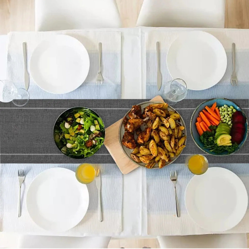 Lena Solid Linen Table Runner with Tassel