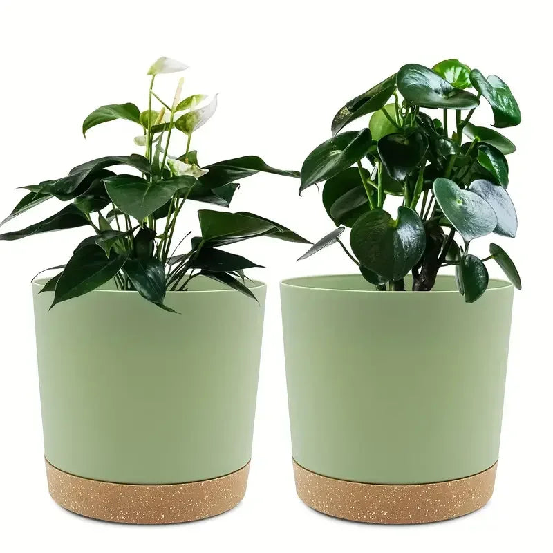 2-Pack Modern Planters with Drainage and Removable Saucer, 4.7"