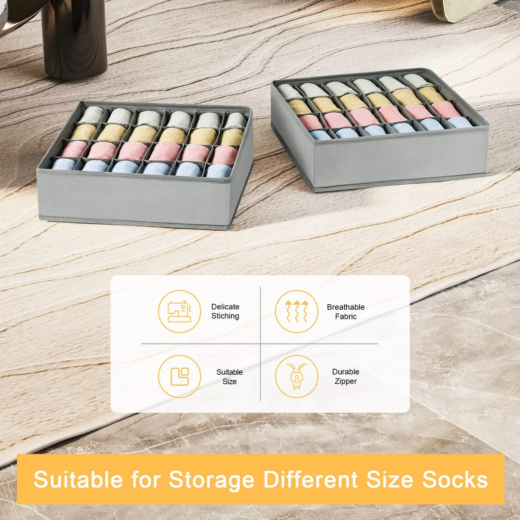24-Cell Non-Woven Drawer Organizer for Socks, Underwear & Accessories