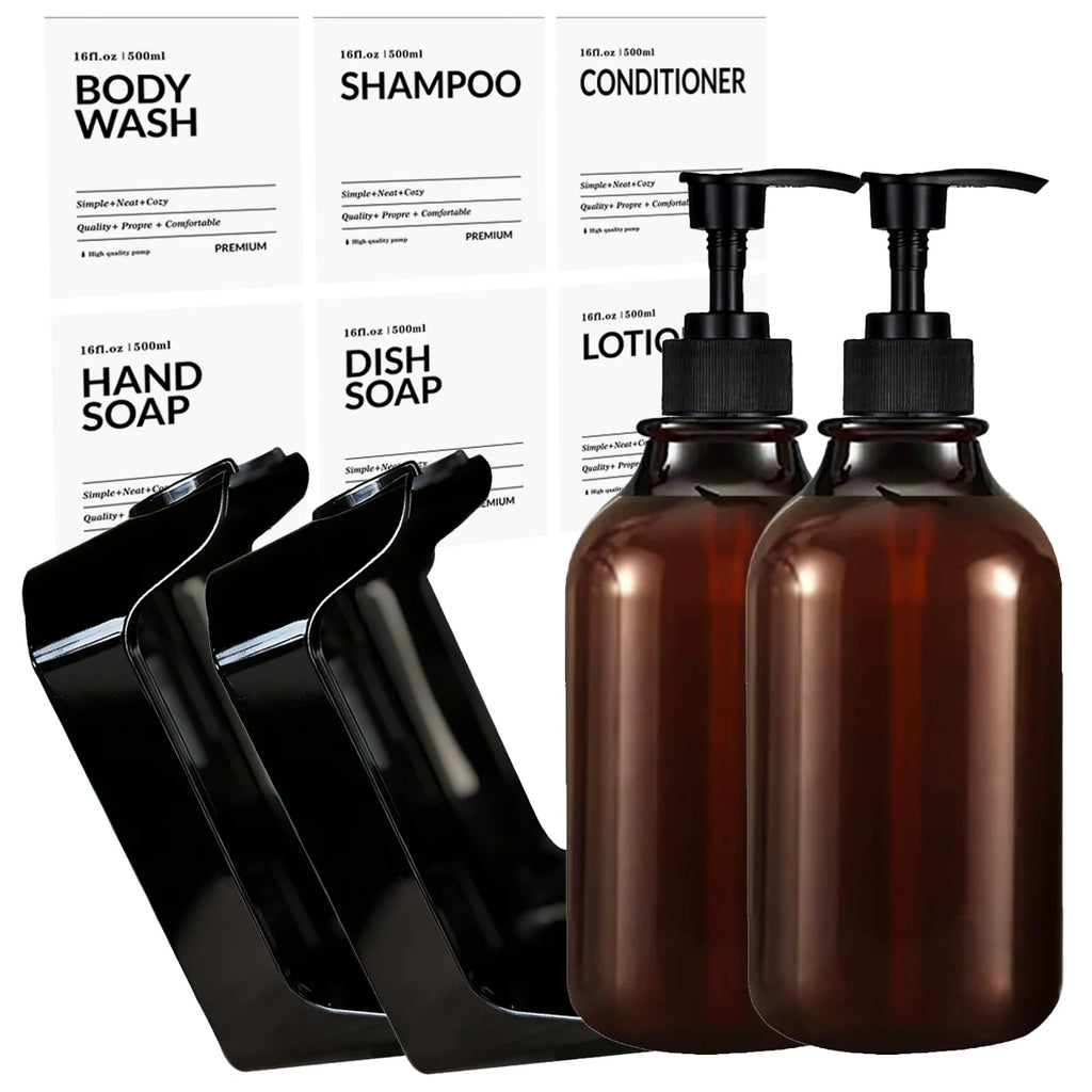 Wall-Mounted Amber Dispenser Set for Shower Essentials