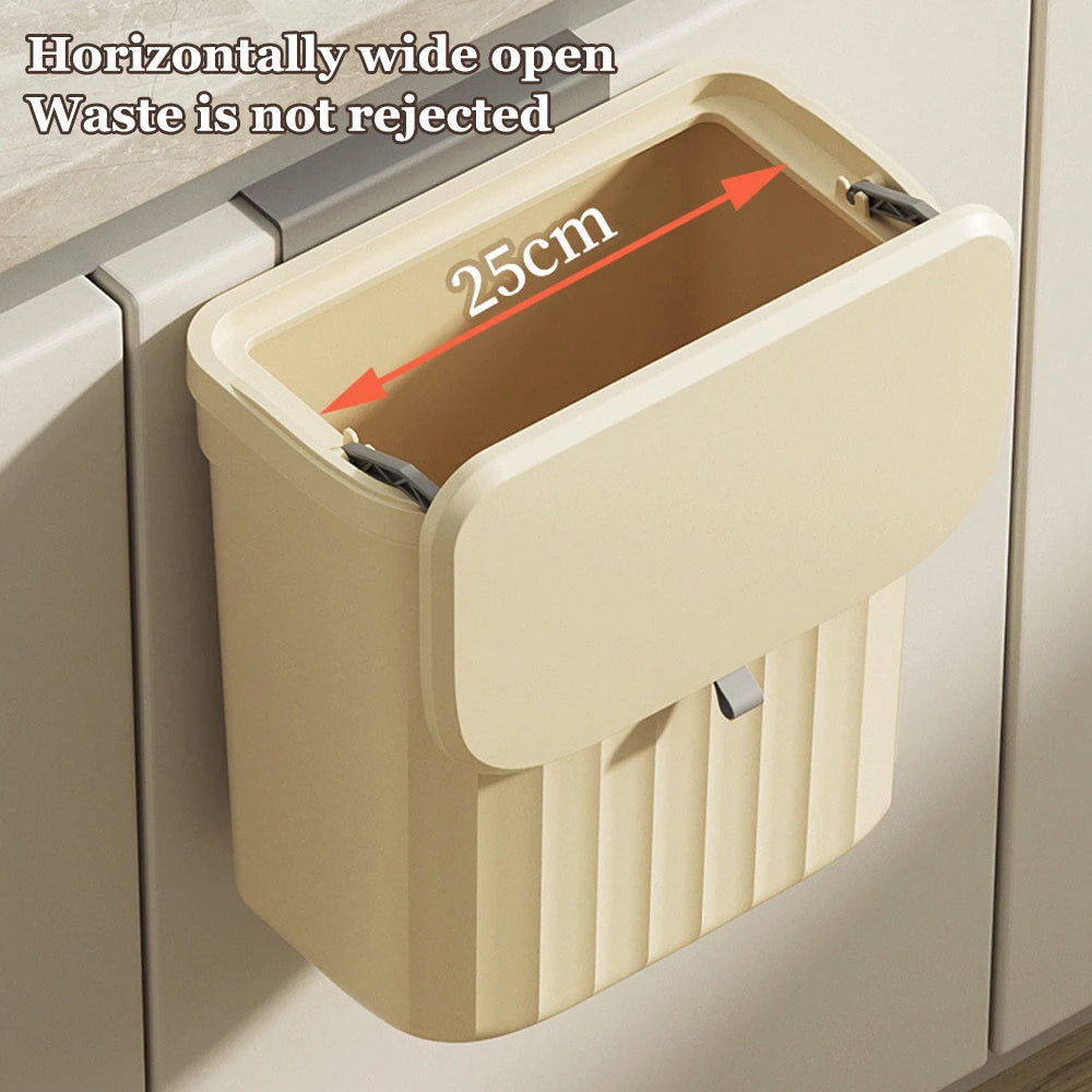 Hanging Kitchen Trash Can with Lid – 8.5L or 12L, Wall or Cabinet Mount