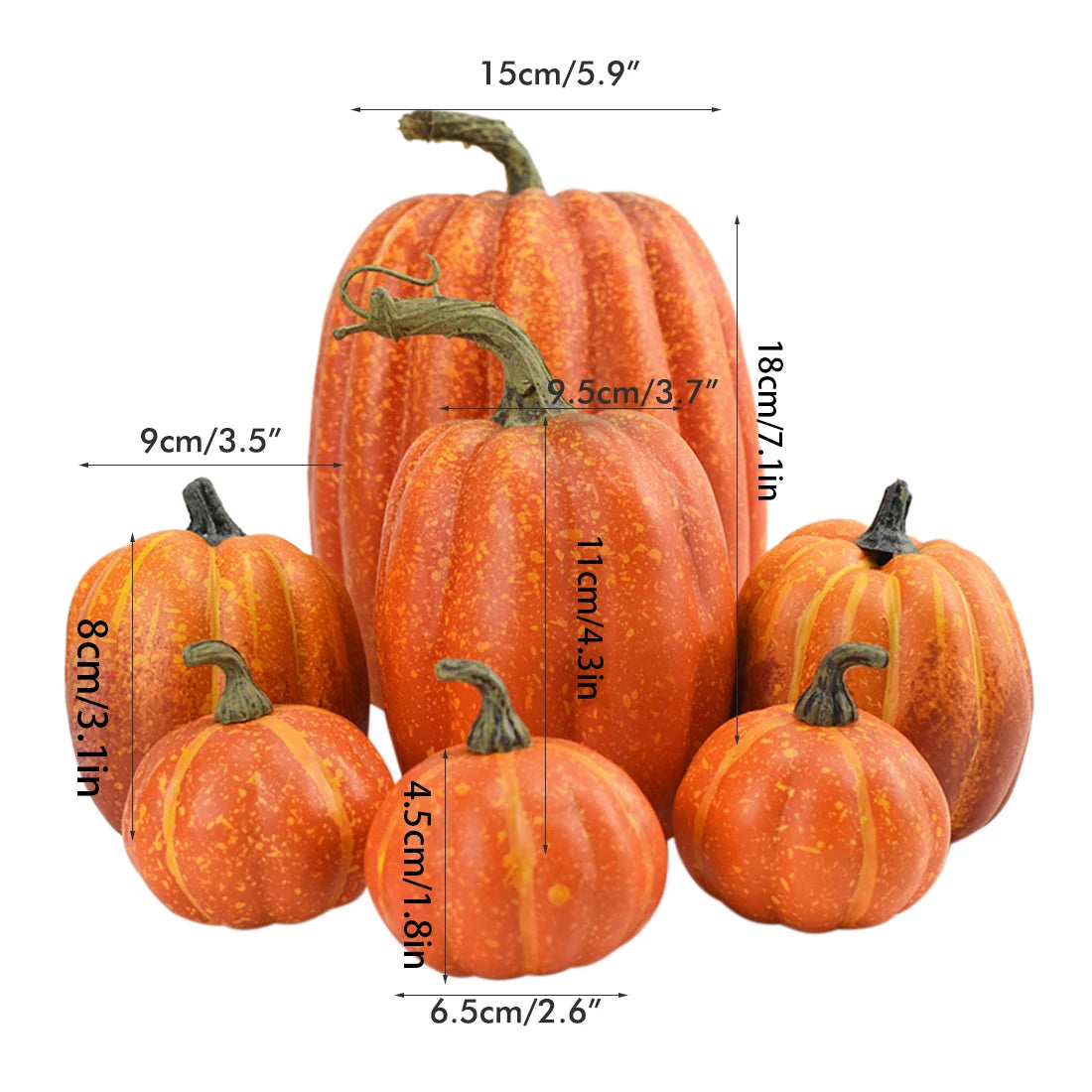 Autumn Artificial Pumpkin Set – 7-Piece Table & Shelf Decor