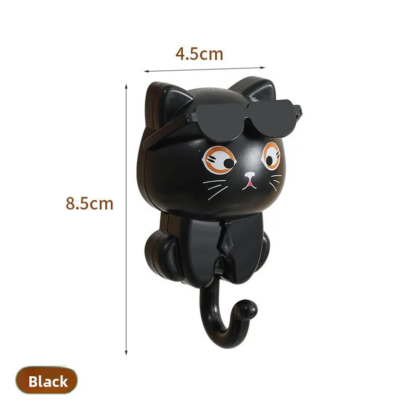 Cool Cat Adhesive Wall Hook – Decorative Cat Key, Towel & Hat Holder for Entryway, Kitchen, or Desk