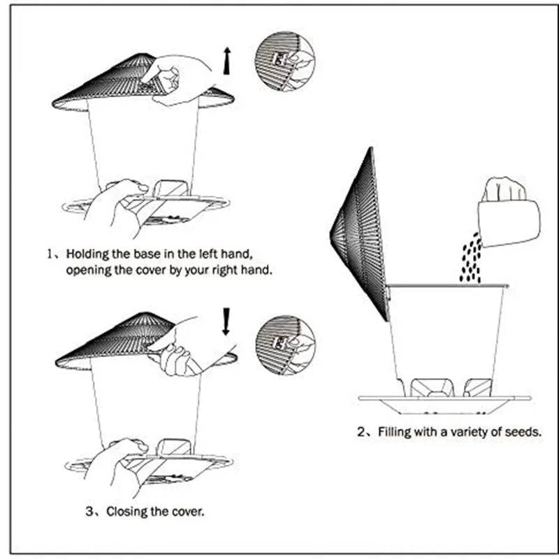 Hanging Bird Feeder with Waterproof Roof for Garden or Balcony