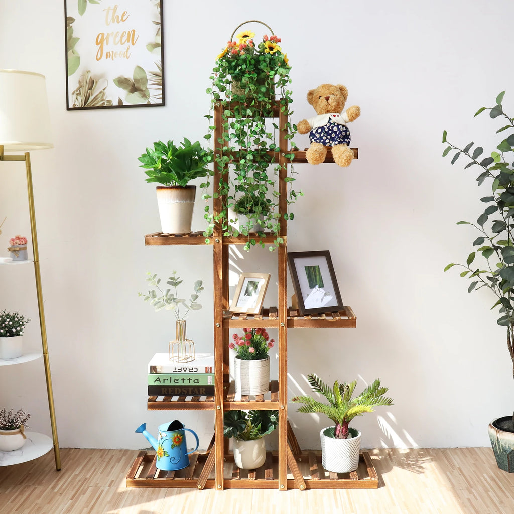 6-Tier Wooden Plant Stand for Corners, Living Rooms, or Patios