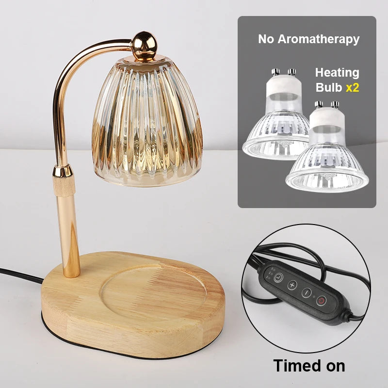 Amber Glass Candle Warmer Lamp with Timer for Bedroom or Living Room