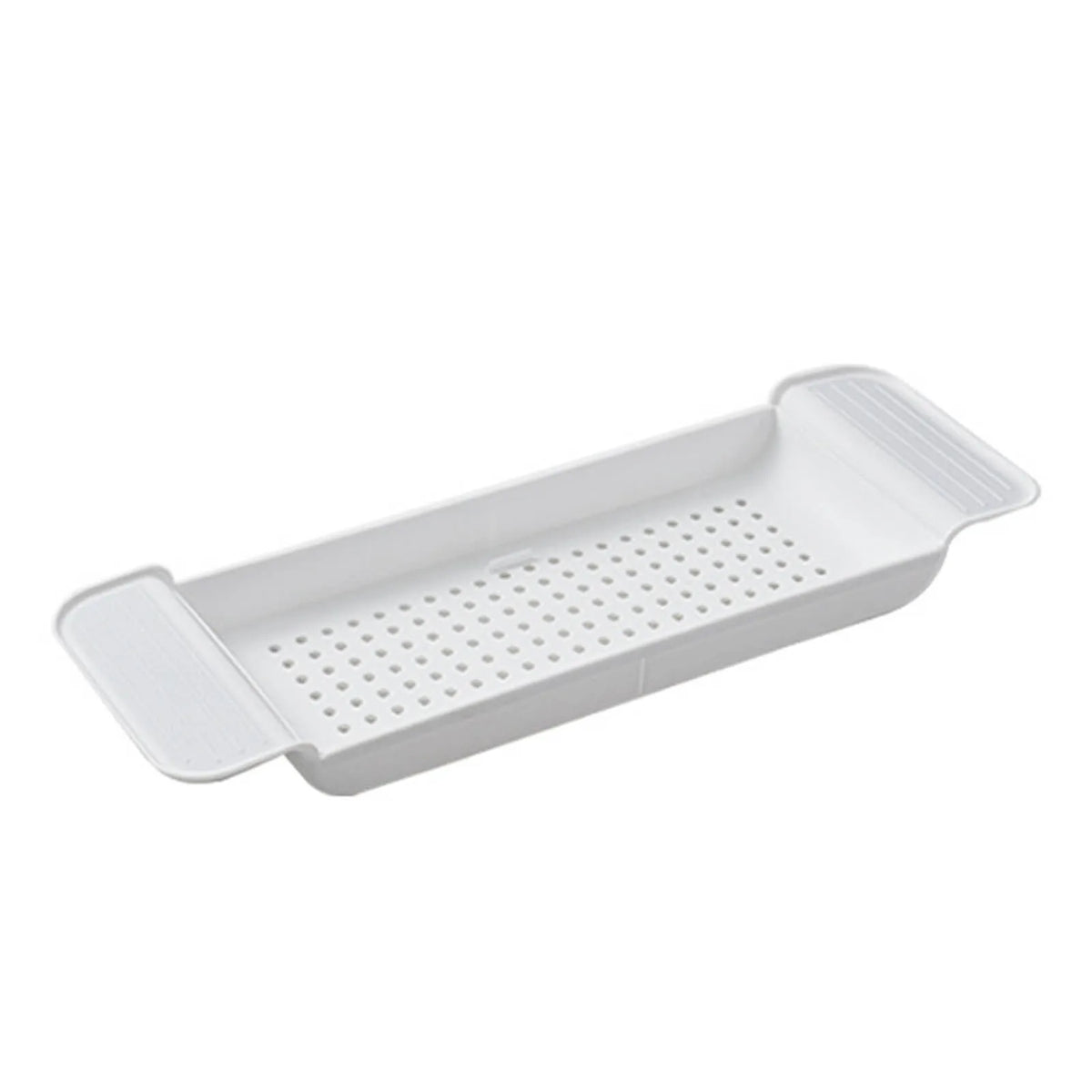 Expandable Plastic Bathtub Tray with Draining Holes for Everyday Bathroom Organization