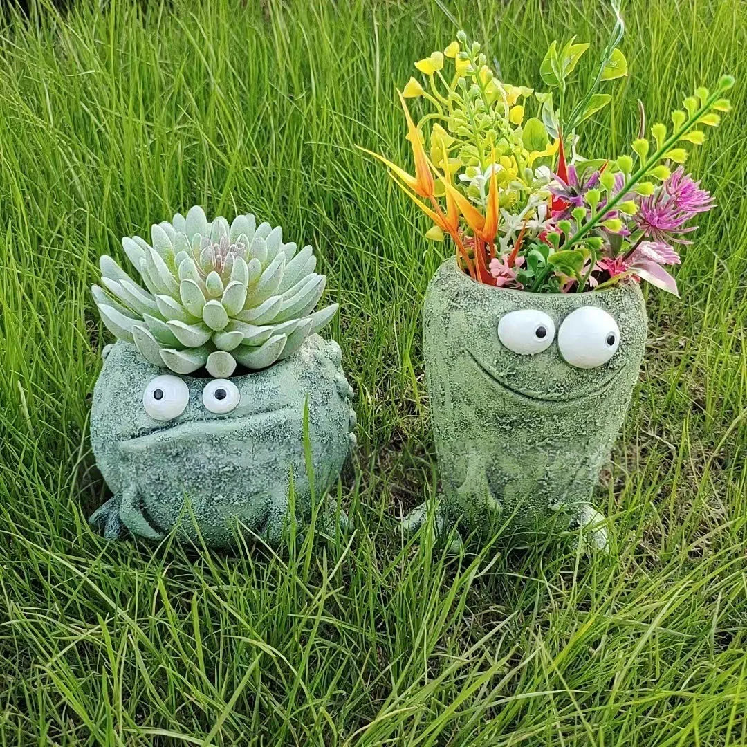 Willow Frog Resin Planter Pot for Indoor & Outdoor Decor