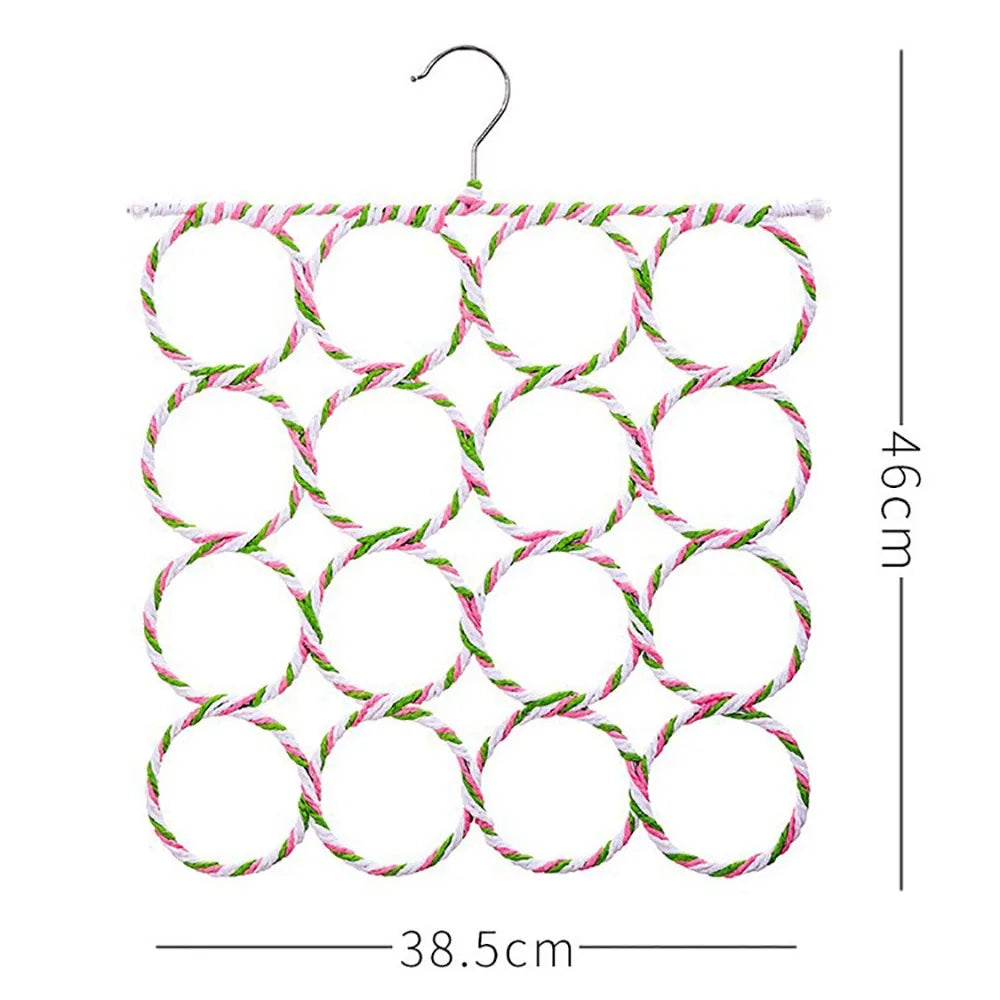 Multi-Ring Rattan Weave Scarf & Accessory Hanger for Closet Organization – 6 to 28 Loops