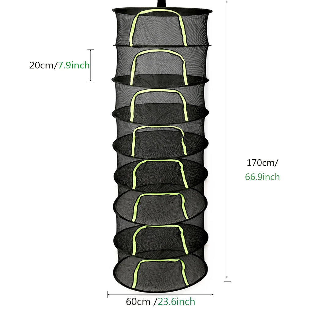Foldable Hanging Mesh Herb & Vegetable Drying Rack, 2–8 Tier