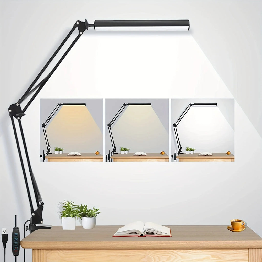 Adjustable Clamp LED Desk Lamp with Dimmable Light Modes