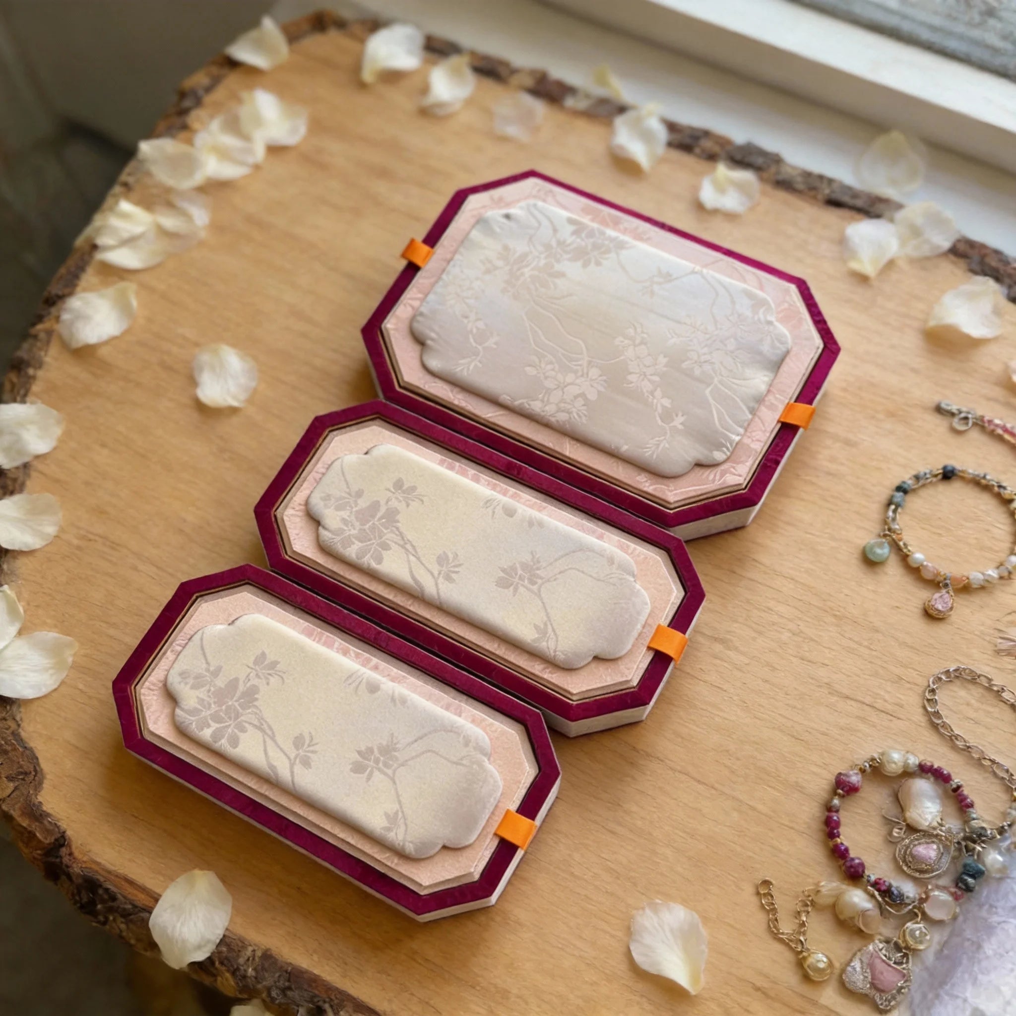 Floral Fabric Jewelry Trays for Bedroom or Vanity Organization