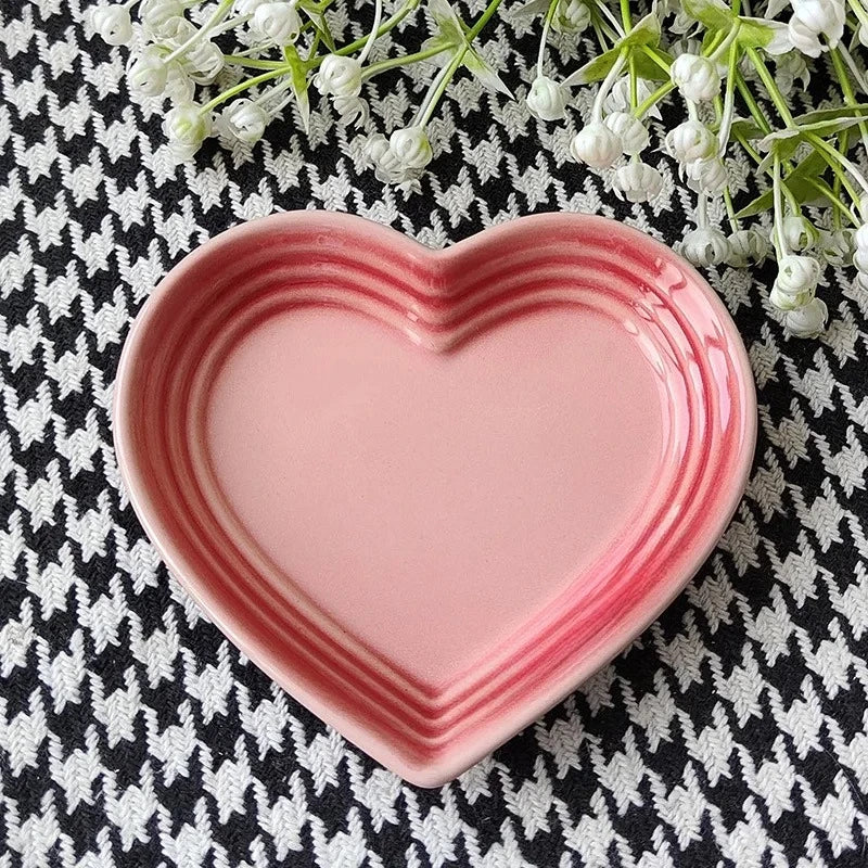 12cm Heart-Shaped Ceramic Dip & Snack Dish for Cozy Kitchen and Tabletop Decor