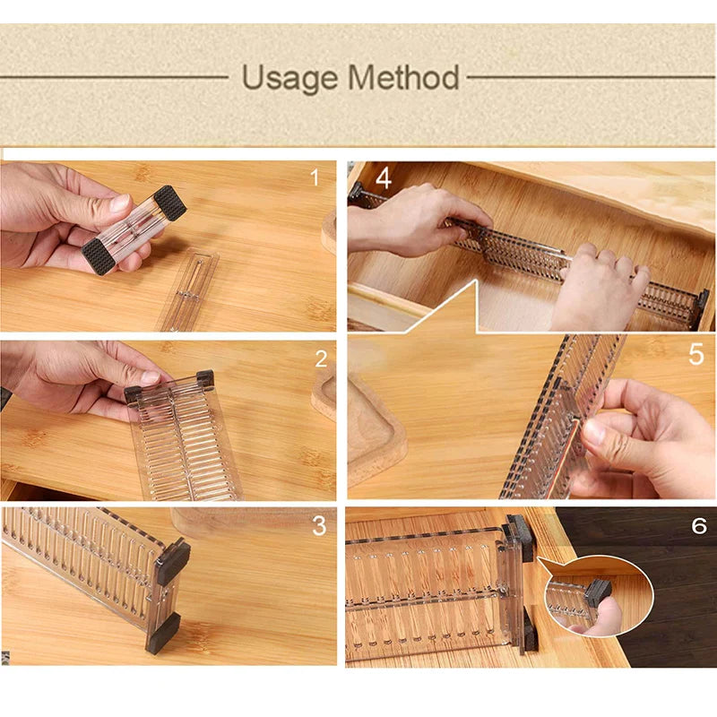 Adjustable Clear Drawer Divider Organizers – 2 Piece Set for Kitchen, Bedroom, or Office Drawers