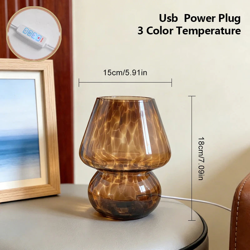 Marlow Tortoise Glass Mushroom Table Lamp