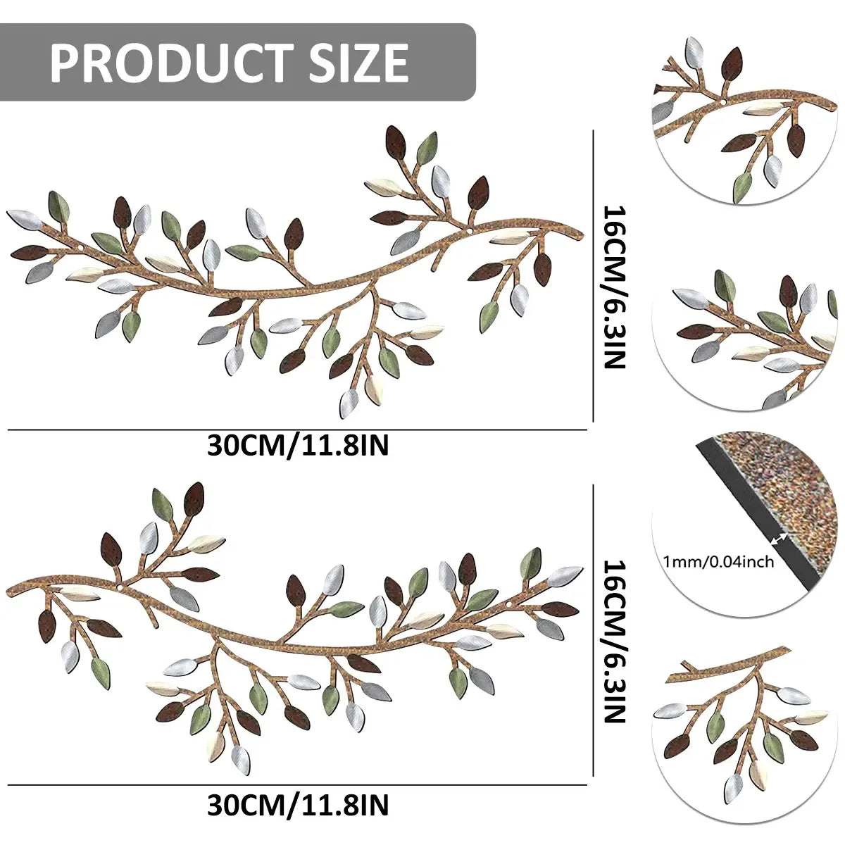 Olive Grove Metal Branch Wall Art – Set of 2