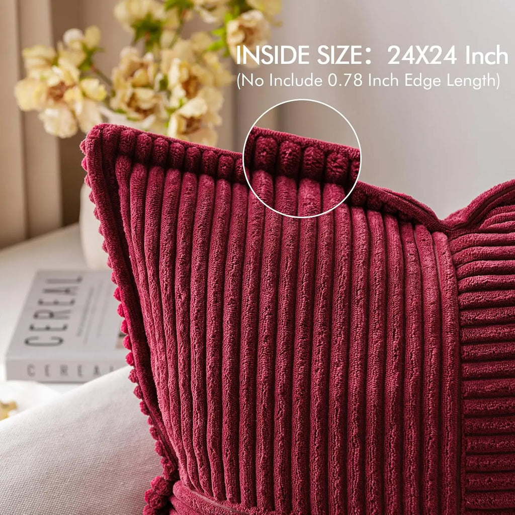 Corduroy Striped Throw Pillow Cover for Living Room & Holiday Decor – 18x18 Inch, Soft Textured, Multiple Colors