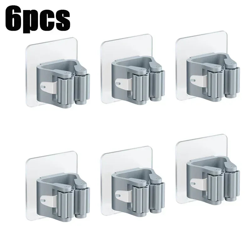 Self-Adhesive Wall Mop Holders for Bathroom & Kitchen Organization