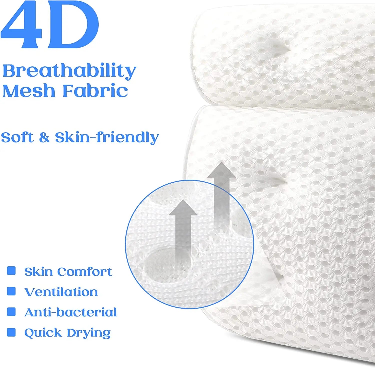 Air Mesh Bath Pillow for Neck and Back Comfort