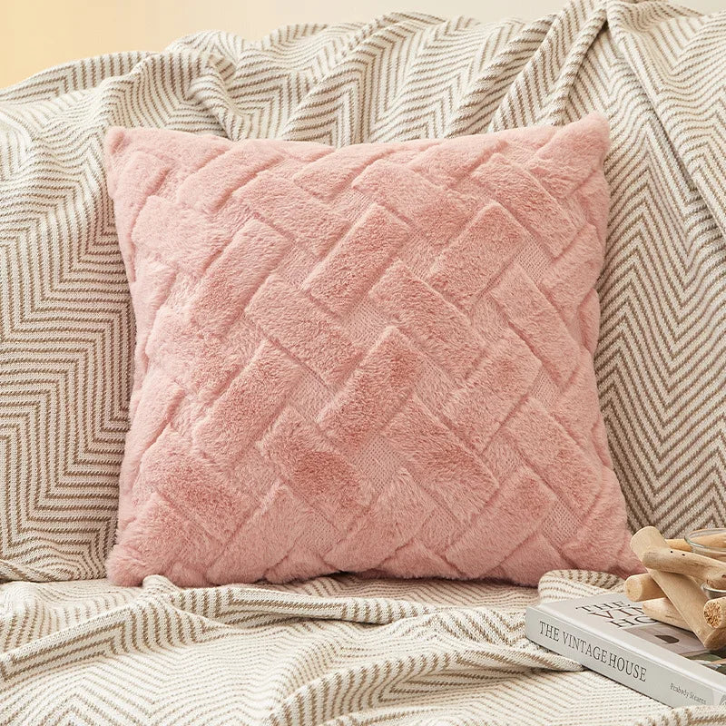Plush Woven Throw Pillow Cover for Sofa or Bed, 45x45cm or 30x50cm