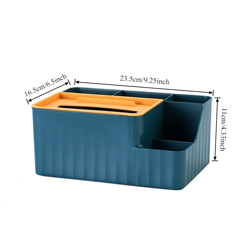6-Section Desk Organizer with Tissue Box and Remote Holder for Living Room, Office, or Kitchen