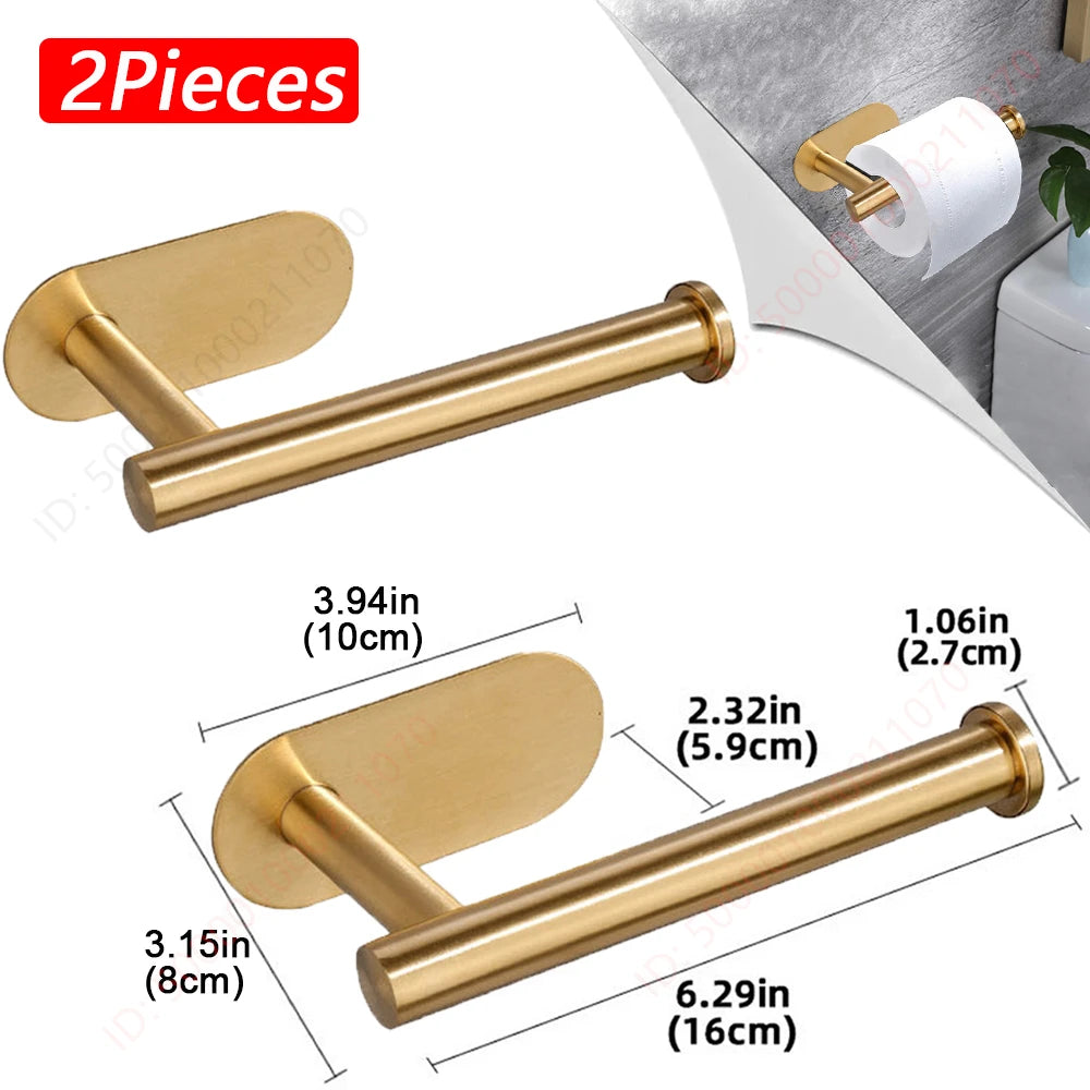 Stainless Steel Adhesive Toilet Paper Holder for Bathroom or Kitchen