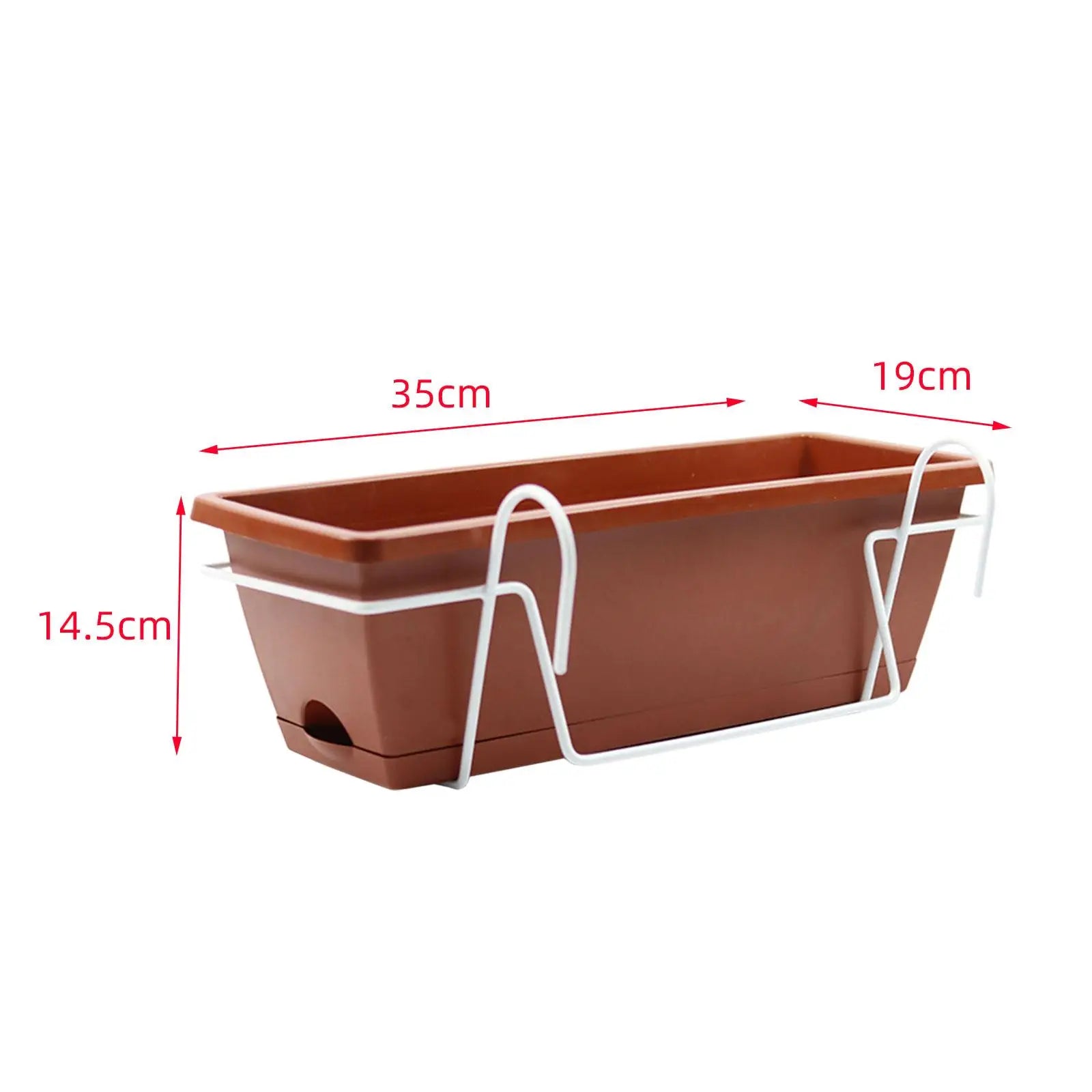 Balcony Railing Planter Box with Drainage Tray and Hanging Rack