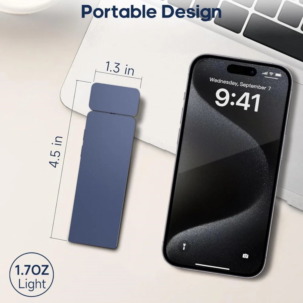 Size comparison of the clip-on book light next to a smartphone on a desk