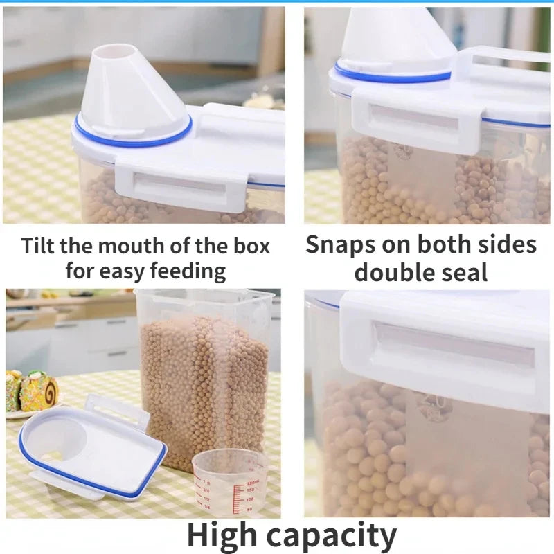Airtight Pet Food Storage Container with Handle and Measuring Cup