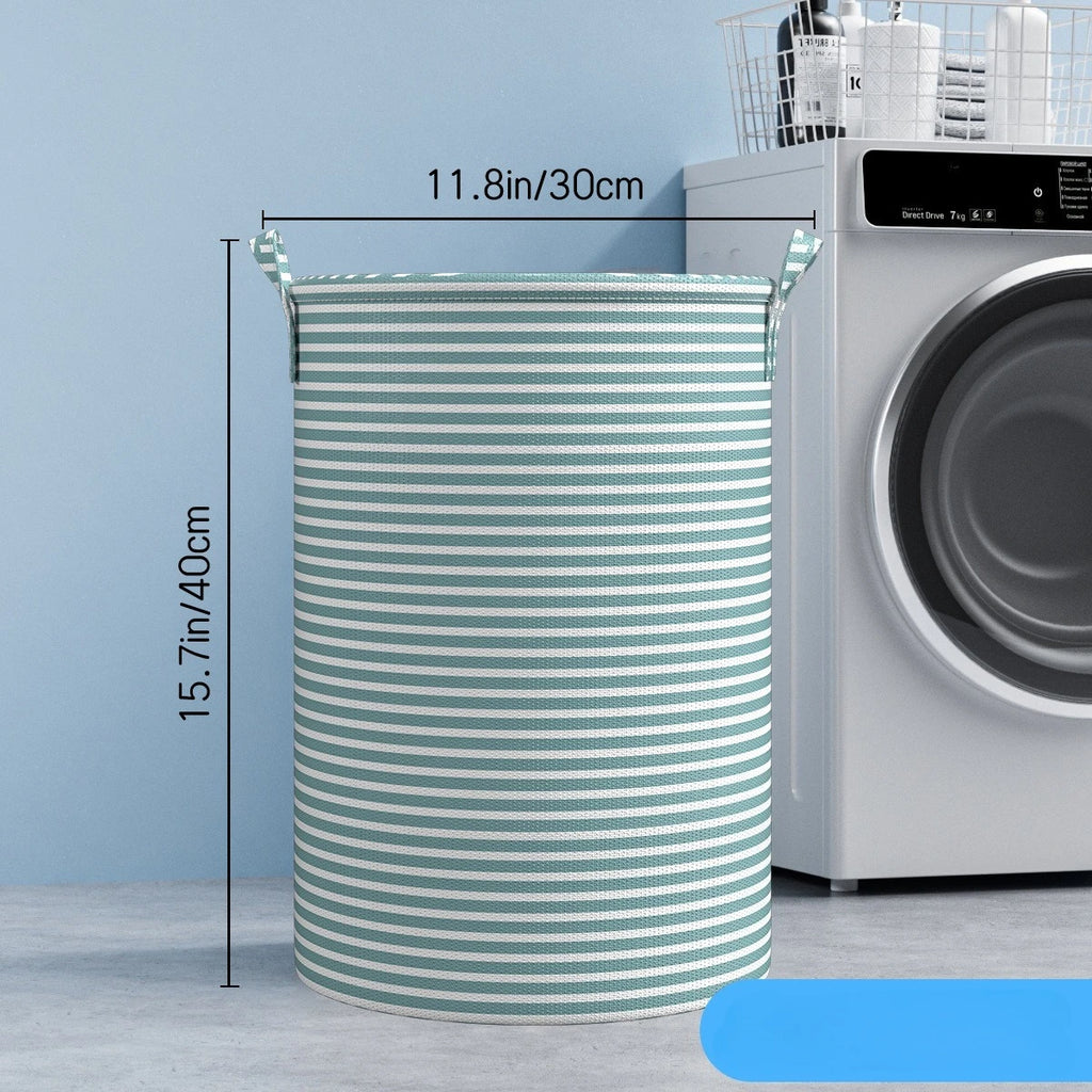 Foldable Striped Laundry Basket with Handles – Multi-Use Storage Bin