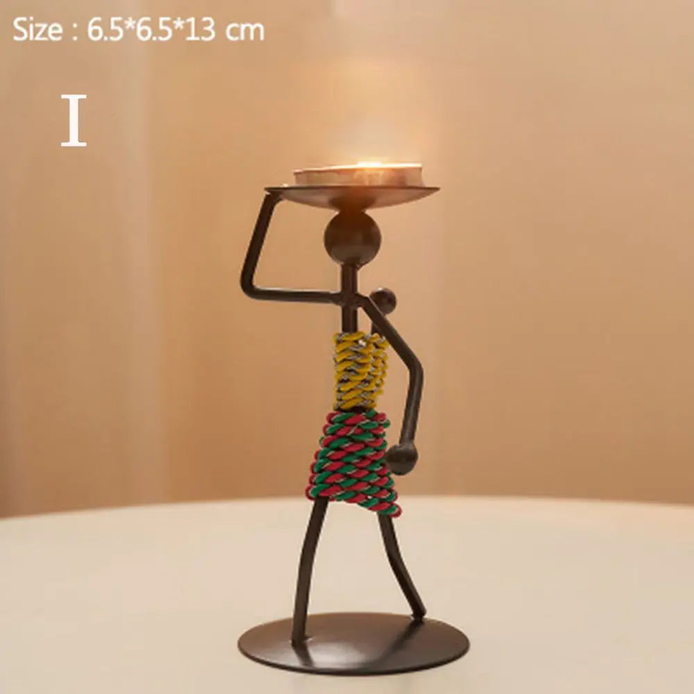 Nadira Abstract Character Metal Candle Holder for Living Room & Tabletop Decor