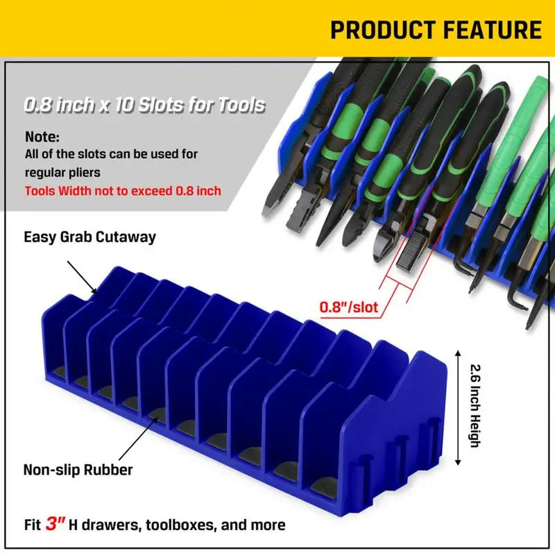 Pliers and Hand Tool Organizer Rack for Drawer or Toolbox