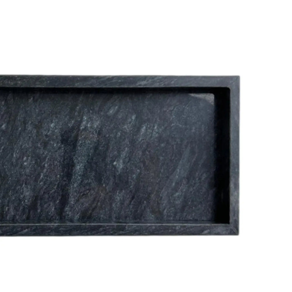 Rectangular Marble Vanity Tray for Bathroom, Bedroom, or Kitchen – 30x13cm Stone Organizer in Green, Black, or White